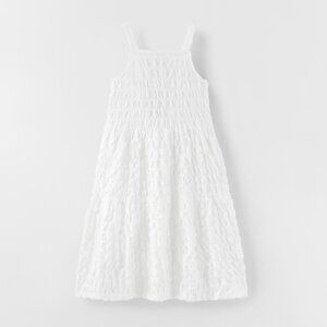 ZARA KIDS TEXTURED CUT OUT DRESS WHITE